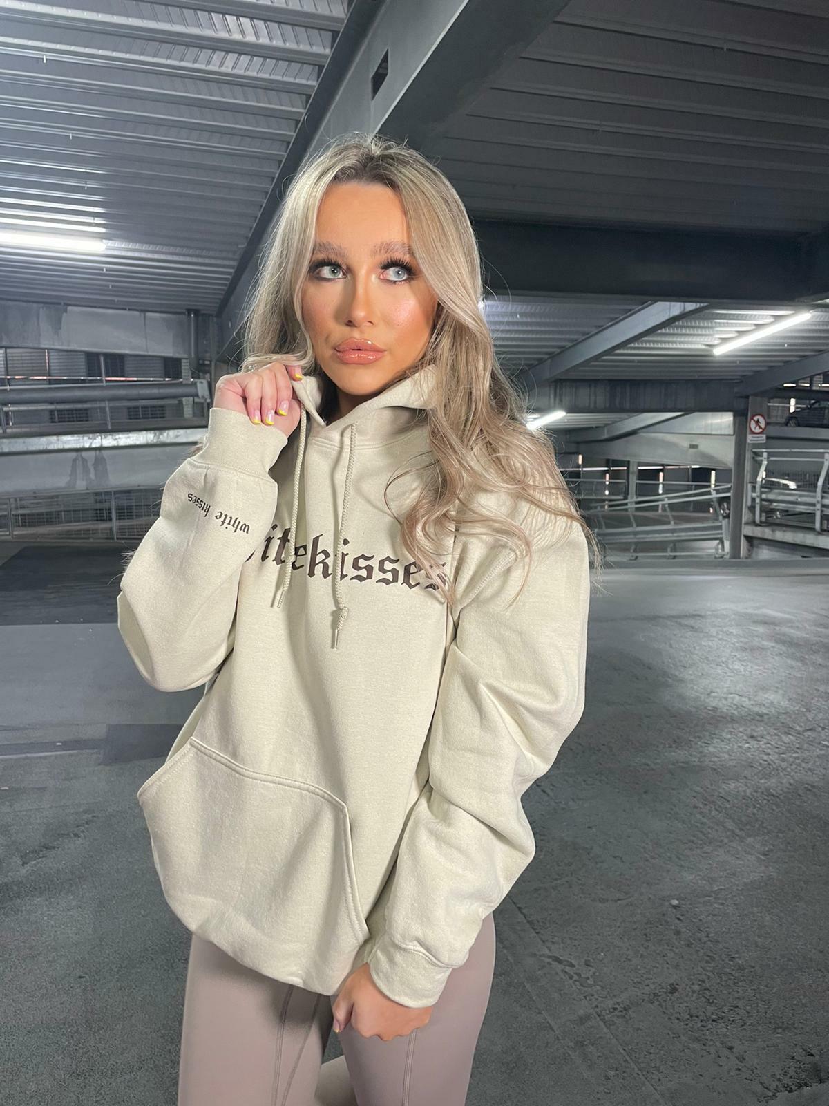 Beige White Kisses Hoodie