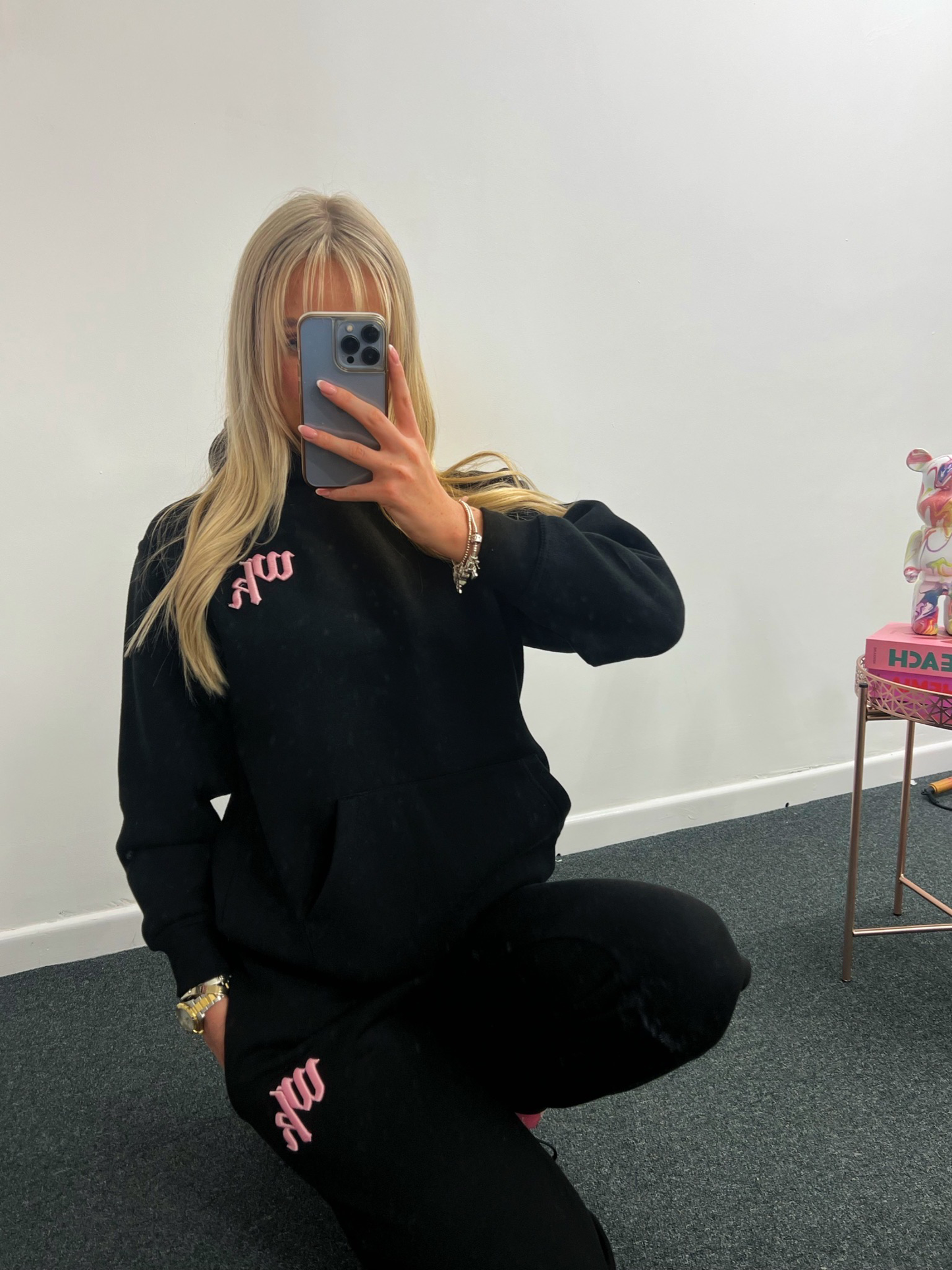 White Kisses 3D Black & Pink Tracksuit