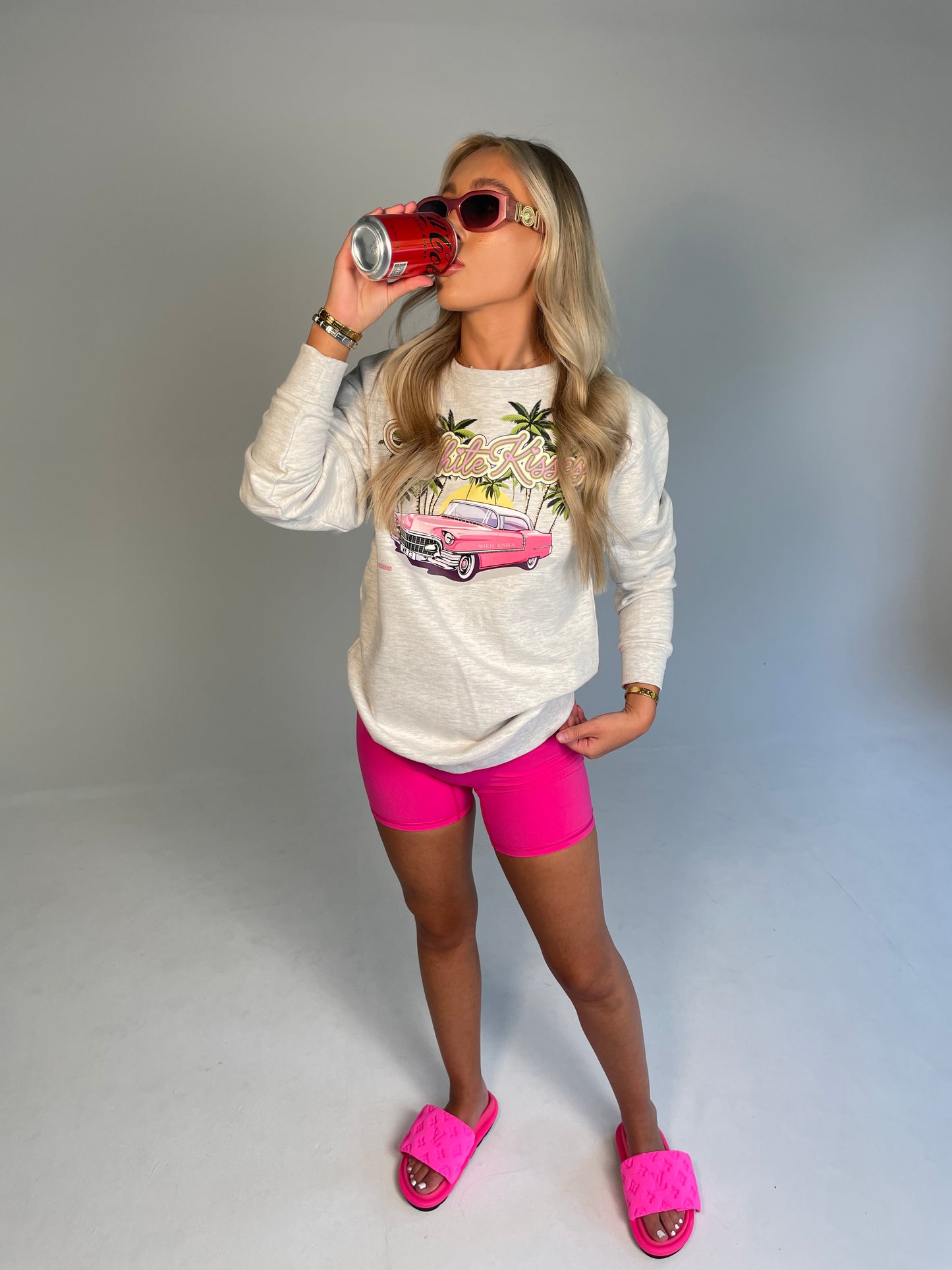 Hot Pink White Kisses Cycling Shorts