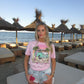 White Kisses Surf Sunset T-Shirt Pink