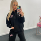 White Kisses 3D Black & Pink Tracksuit