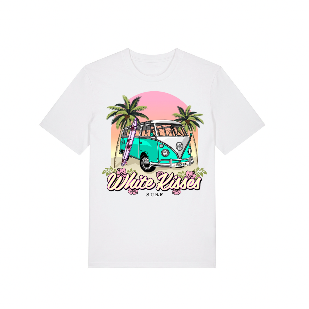 White Kisses Surf Sunset T-Shirt White