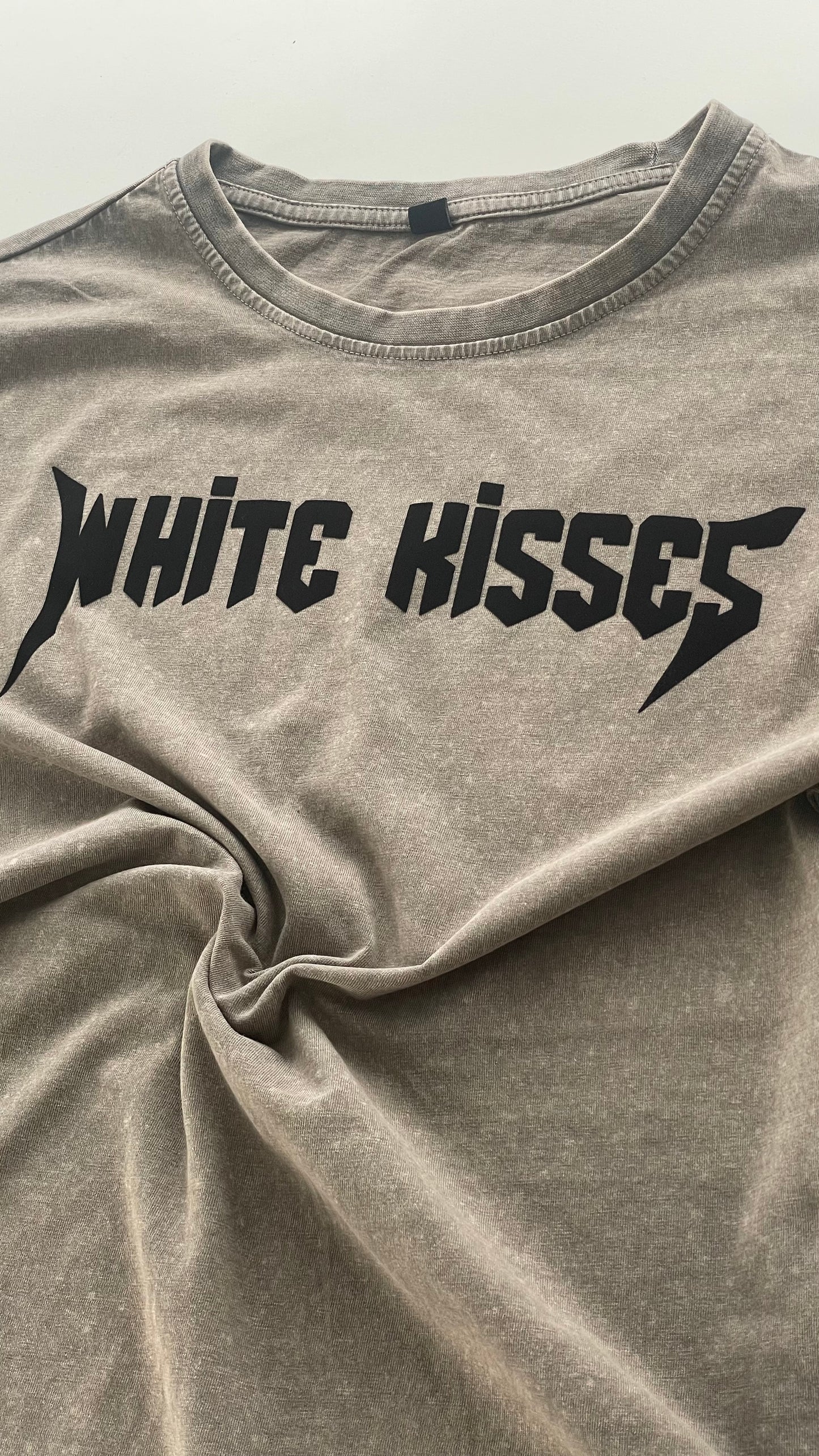 Khaki Acid Wash White Kisses T-Shirt