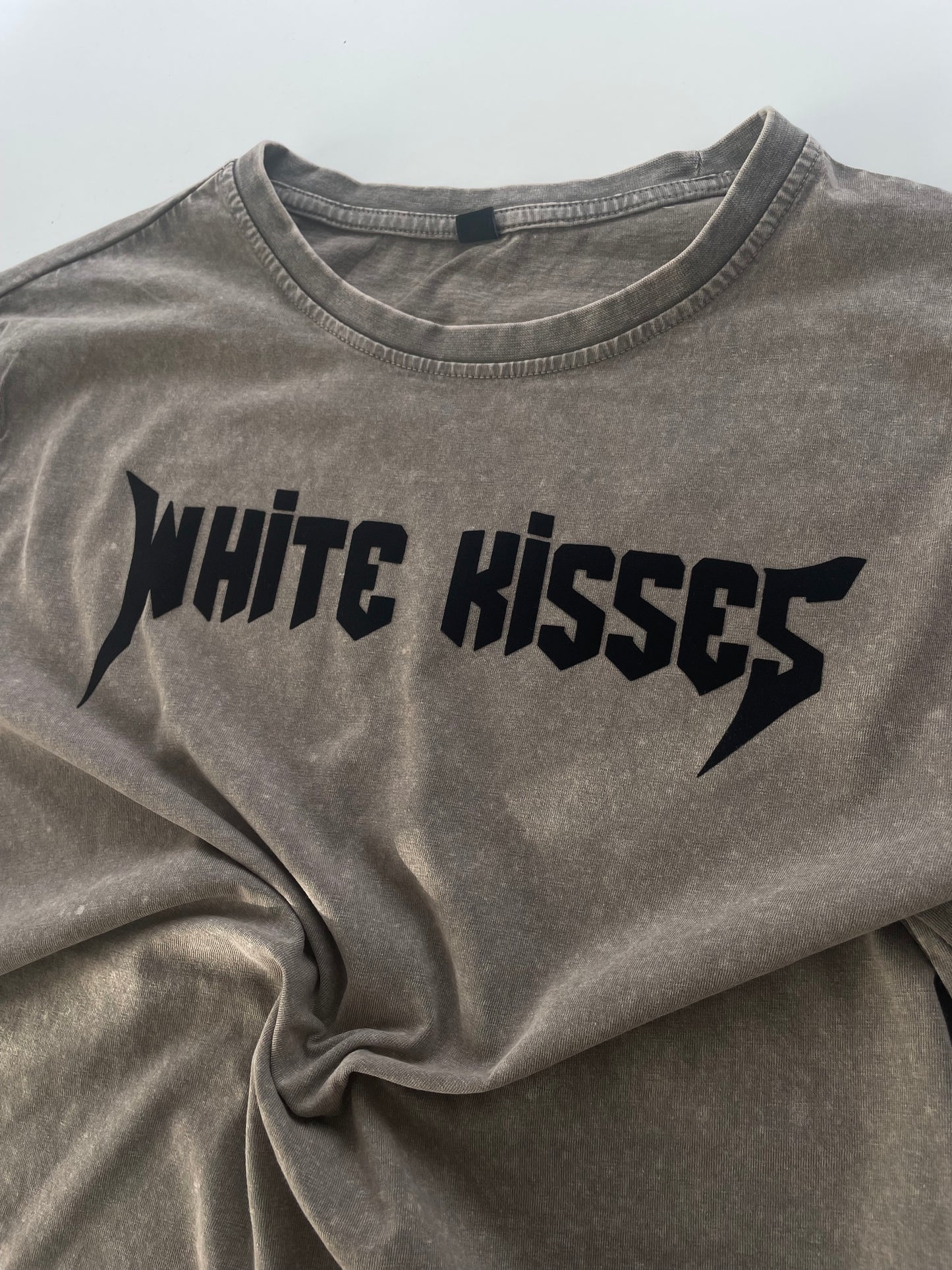 Khaki Acid Wash White Kisses T-Shirt