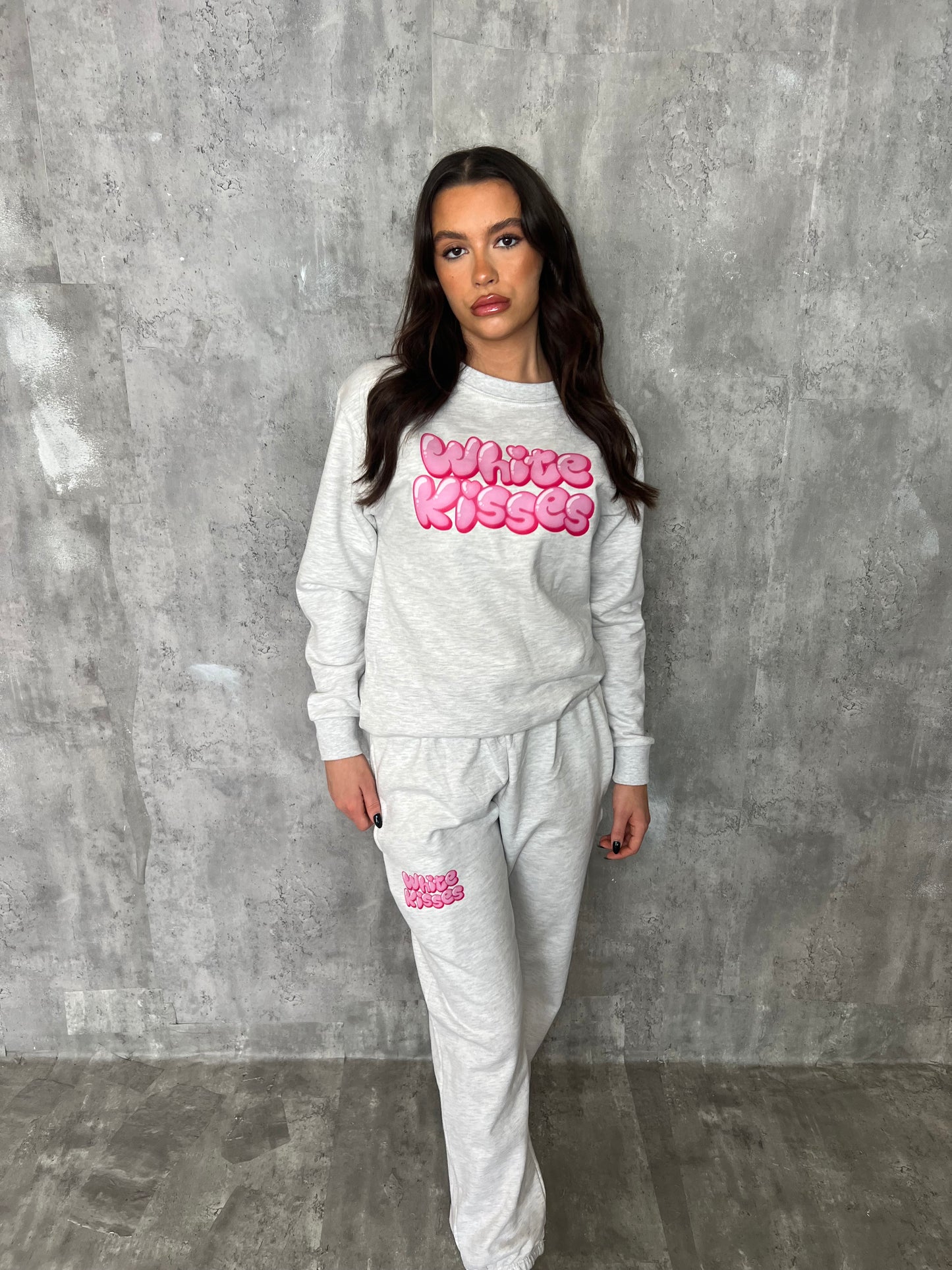 Ash Grey & Pink Bubble Crewneck