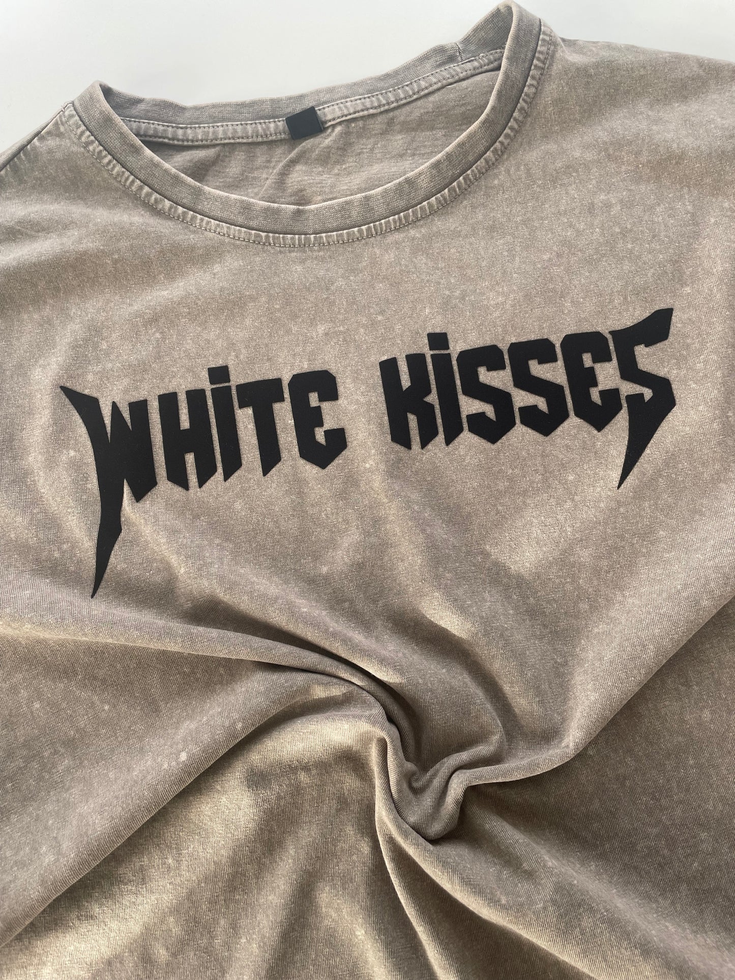 Khaki Acid Wash White Kisses T-Shirt