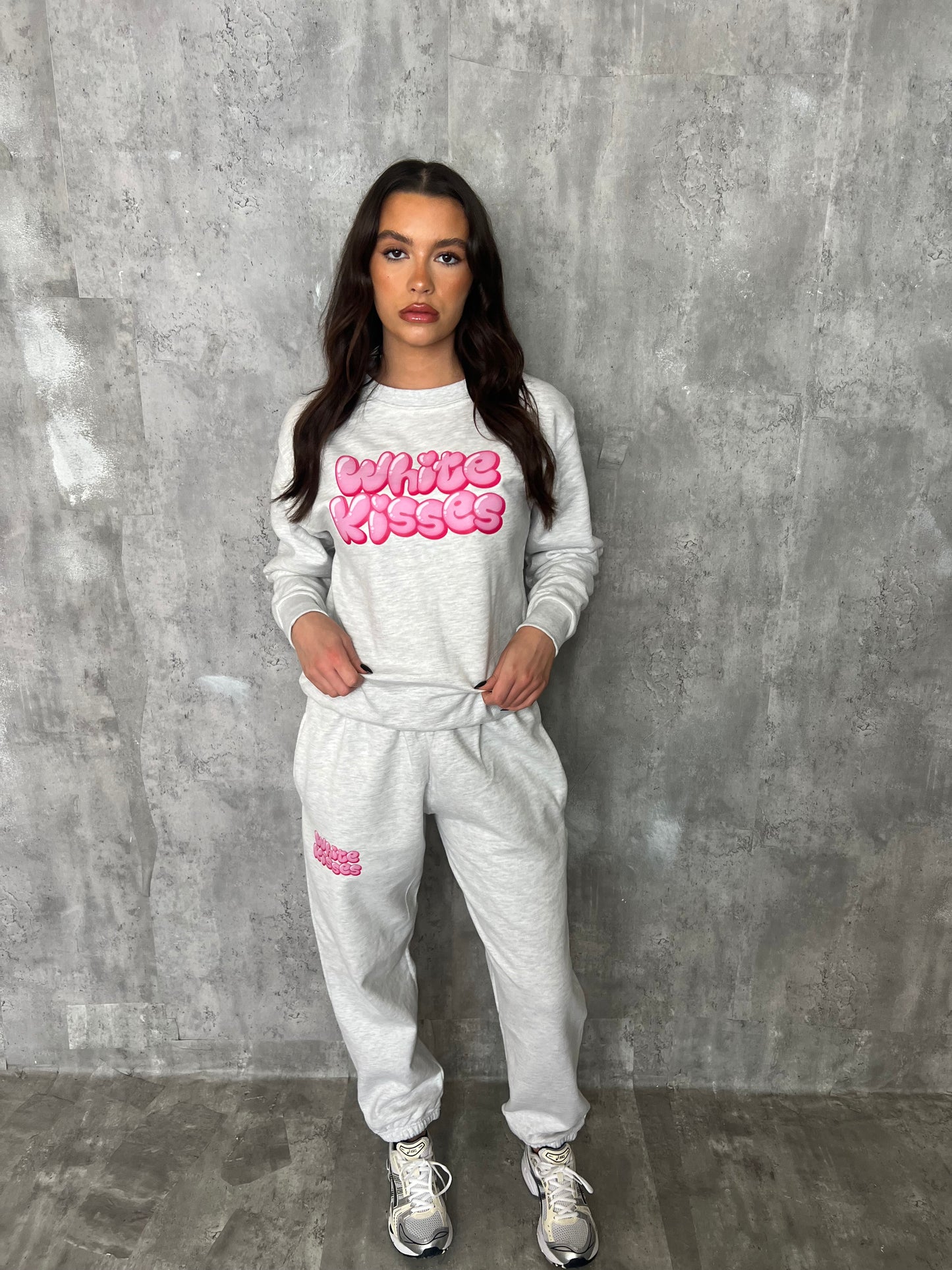 Ash Grey & Pink Bubble Crewneck