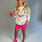 Hot Pink White Kisses Cycling Shorts